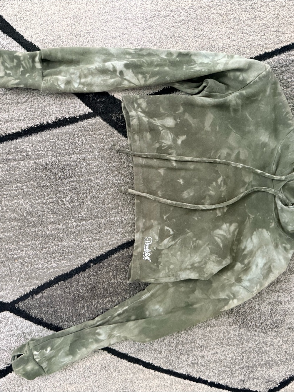 Bombshell Sportswear Olive Green Tie-Dye Cropped Hoodie